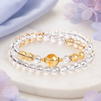 Clarity Arc Honey Focal Double-Wrap Bracelet, finished bracelet shown in full