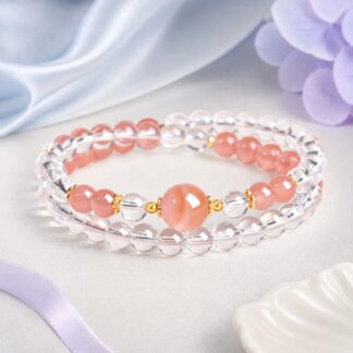 Clarity Arc Coral Focal Double-Wrap Bracelet, finished bracelet shown in full
