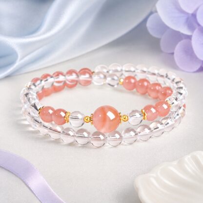 Clarity Arc Coral Focal Double-Wrap Bead Bracelet