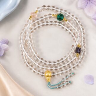Verselle Clear Orbit Necklace & Wrap Bracelet, full finished convertible strand arranged in multiple loops