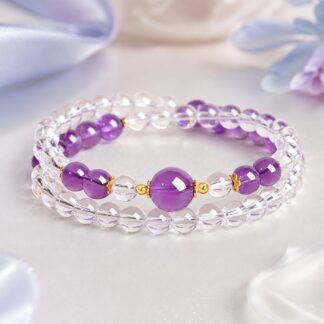Clarity Arc Violet Focal Double-Wrap Bracelet, finished bracelet shown in full