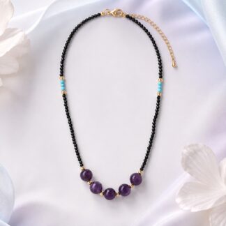 Aurora Noir Lilac Necklace, finished necklace shown in full