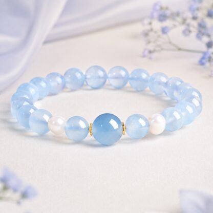 Aqualume Pale Blue Focal Bead Bracelet, 8 mm