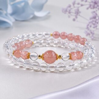 Clarity Arc Blush Focal Double-Wrap Bracelet, finished bracelet shown in full