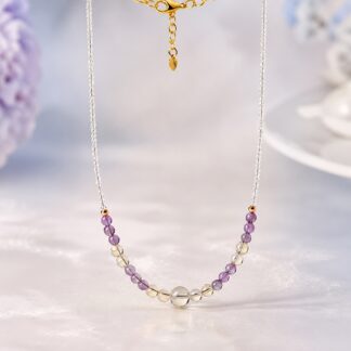 Aurora Lilac Honey Necklace, finished necklace shown in full