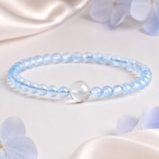 Aqualume Clear Focal Bracelet — 5 mm, pale-blue finished stretch bracelet shown in full