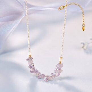 Aurora Lilac Chip Curve Necklace, finished necklace shown in full