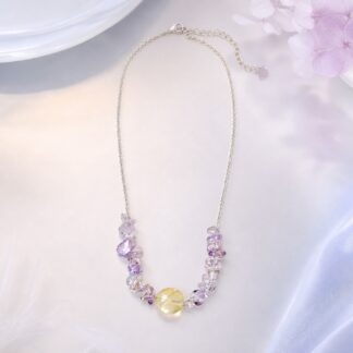Aurora Lilac Honey Focal Necklace, finished necklace shown in full