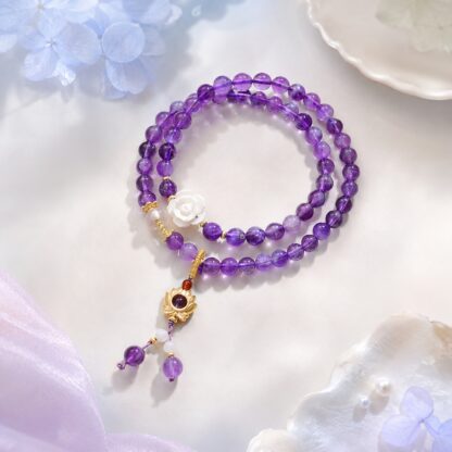 Violet Bloom Lotus Multi-Wrap Bead Bracelet