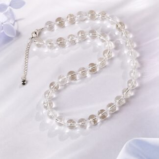 Aurora Clear Round Bead Necklace, finished necklace shown in full