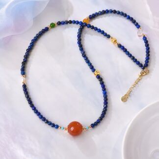 Aurora Midnight Coral Necklace, finished necklace shown in full