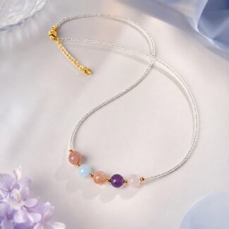 Aurora Pastel Five-Bead Necklace, finished necklace shown in full