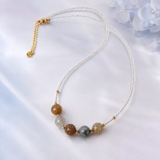 Aurora Earthtone Five-Bead Necklace, finished necklace shown in full