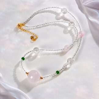 Aurora Blush Orb Accent Necklace, finished necklace shown in full