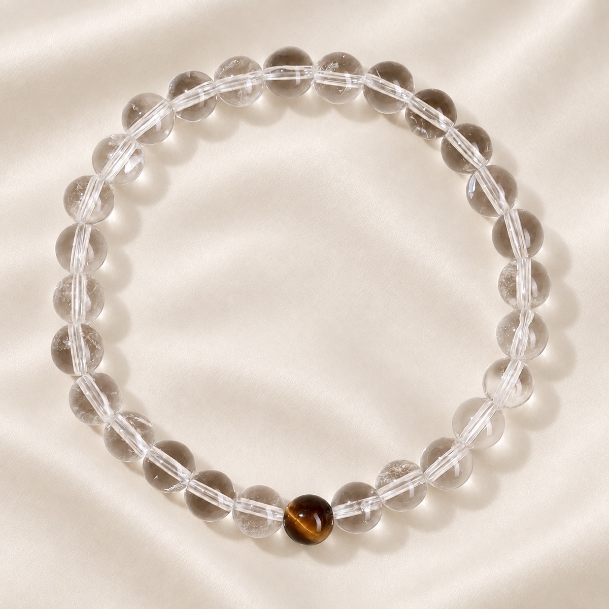 Luminelle Clear Bead Bracelet — Tiger-Eye Brown, 6 mm product detail