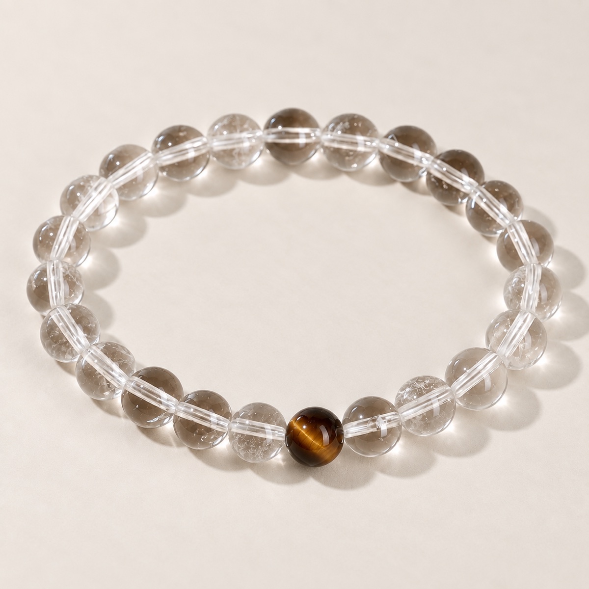 Luminelle Clear Bead Bracelet — Tiger-Eye Brown, 6 mm product detail