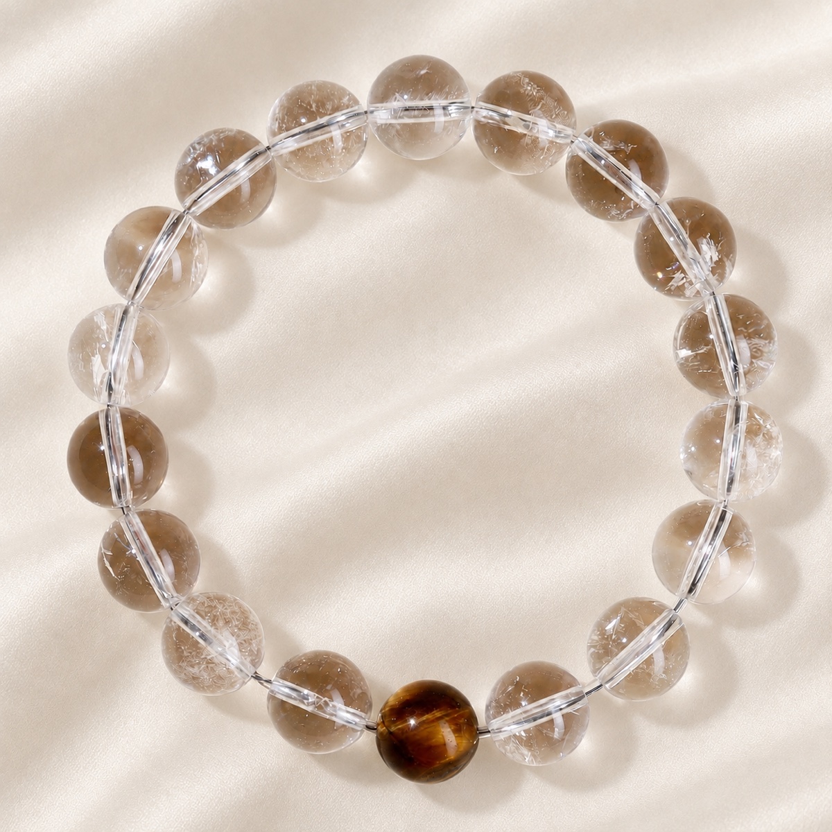 Luminelle Clear Bead Bracelet — Tiger-Eye Brown, 10 mm product detail