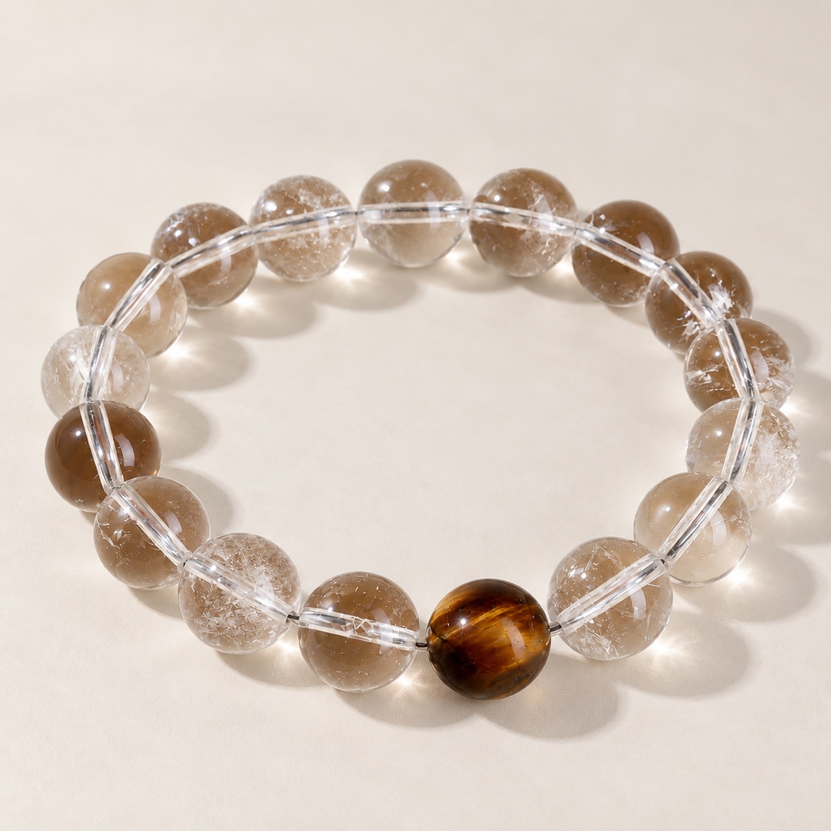 Luminelle Clear Bead Bracelet — Tiger-Eye Brown, 10 mm product detail