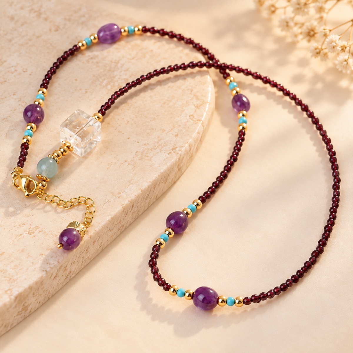 Aurora Wine-Red Lilac Accent Necklace product detail