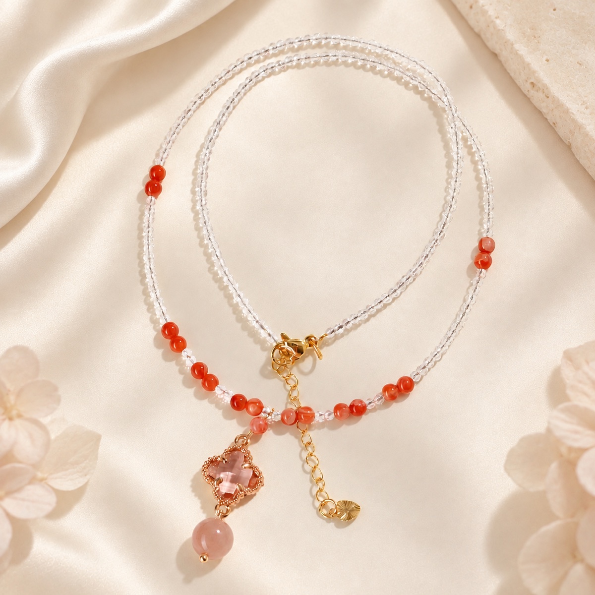 Aurora Rose Quatrefoil Pendant Necklace product detail