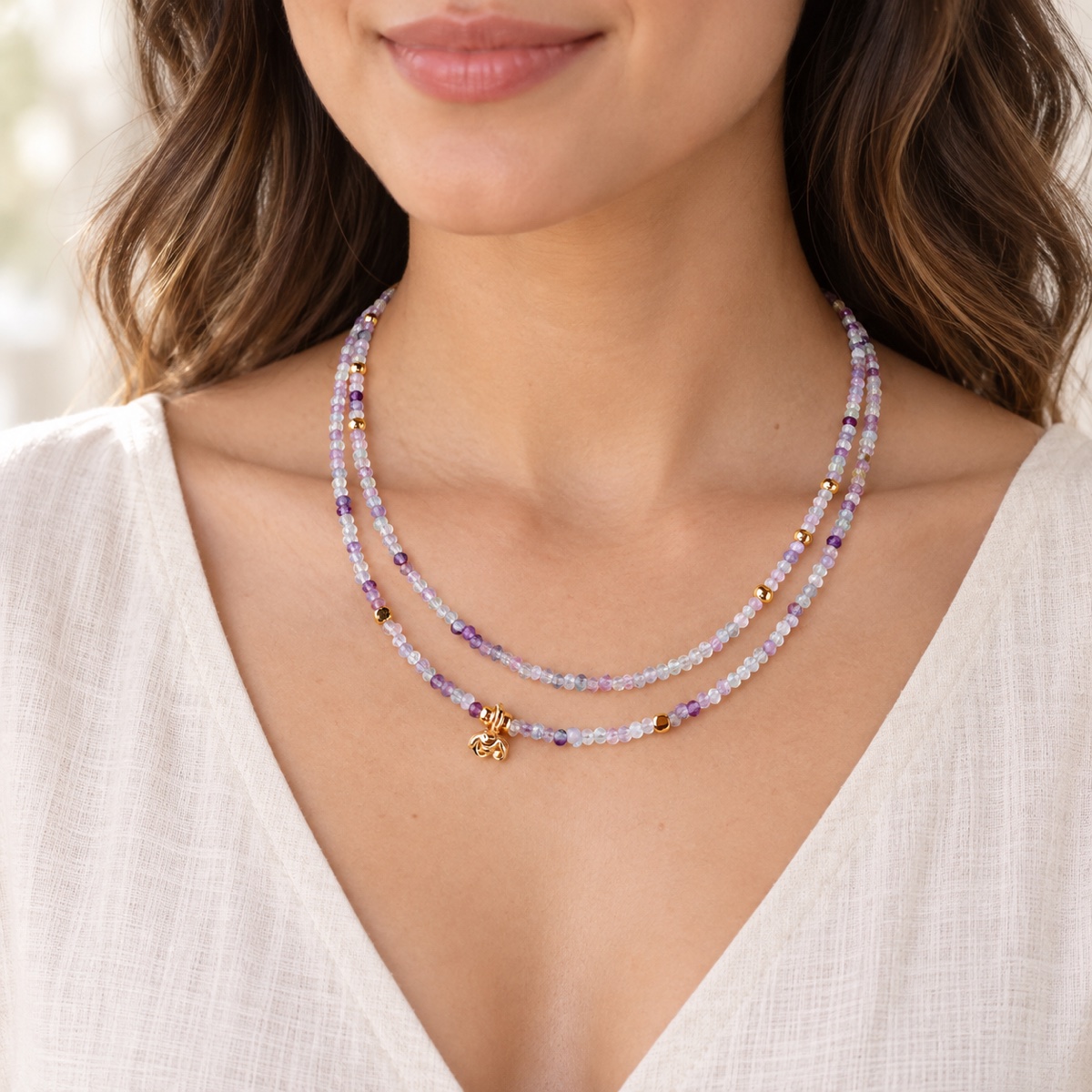 Aurora Pastel Confetti Necklace worn as a necklace
