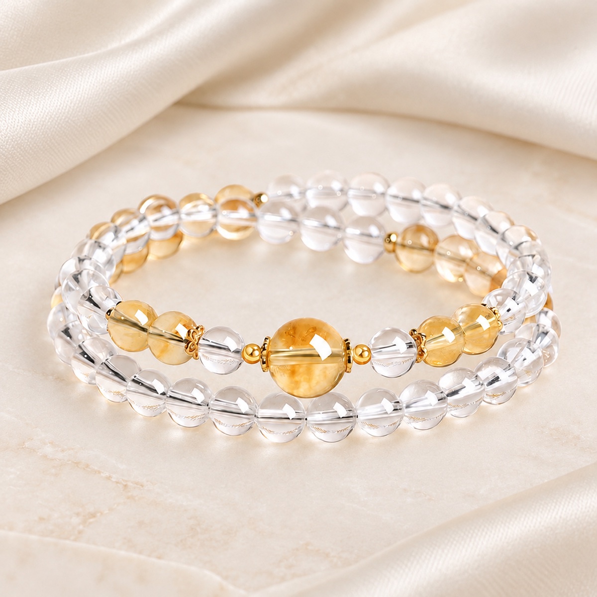 Clarity Arc Honey Focal Double-Wrap Bracelet product detail