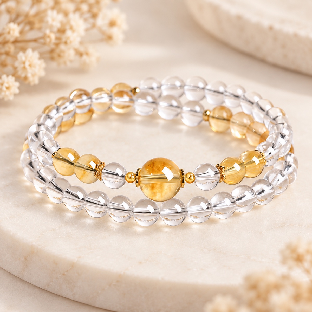 Clarity Arc Honey Focal Double-Wrap Bracelet product detail