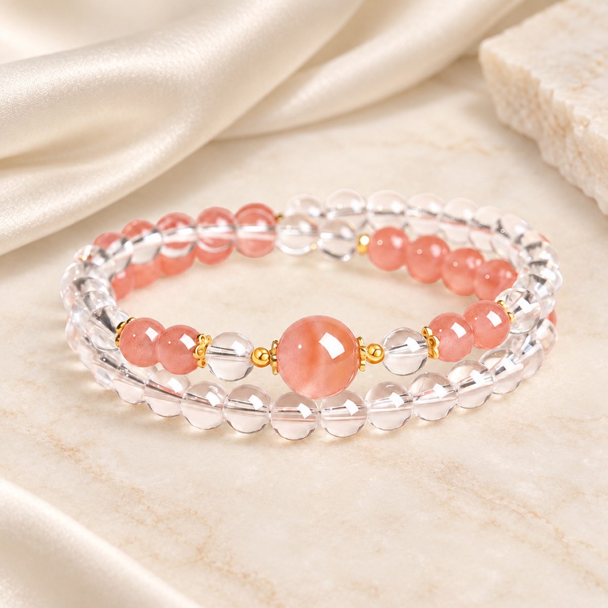 Clarity Arc Coral Focal Double-Wrap Bracelet product detail