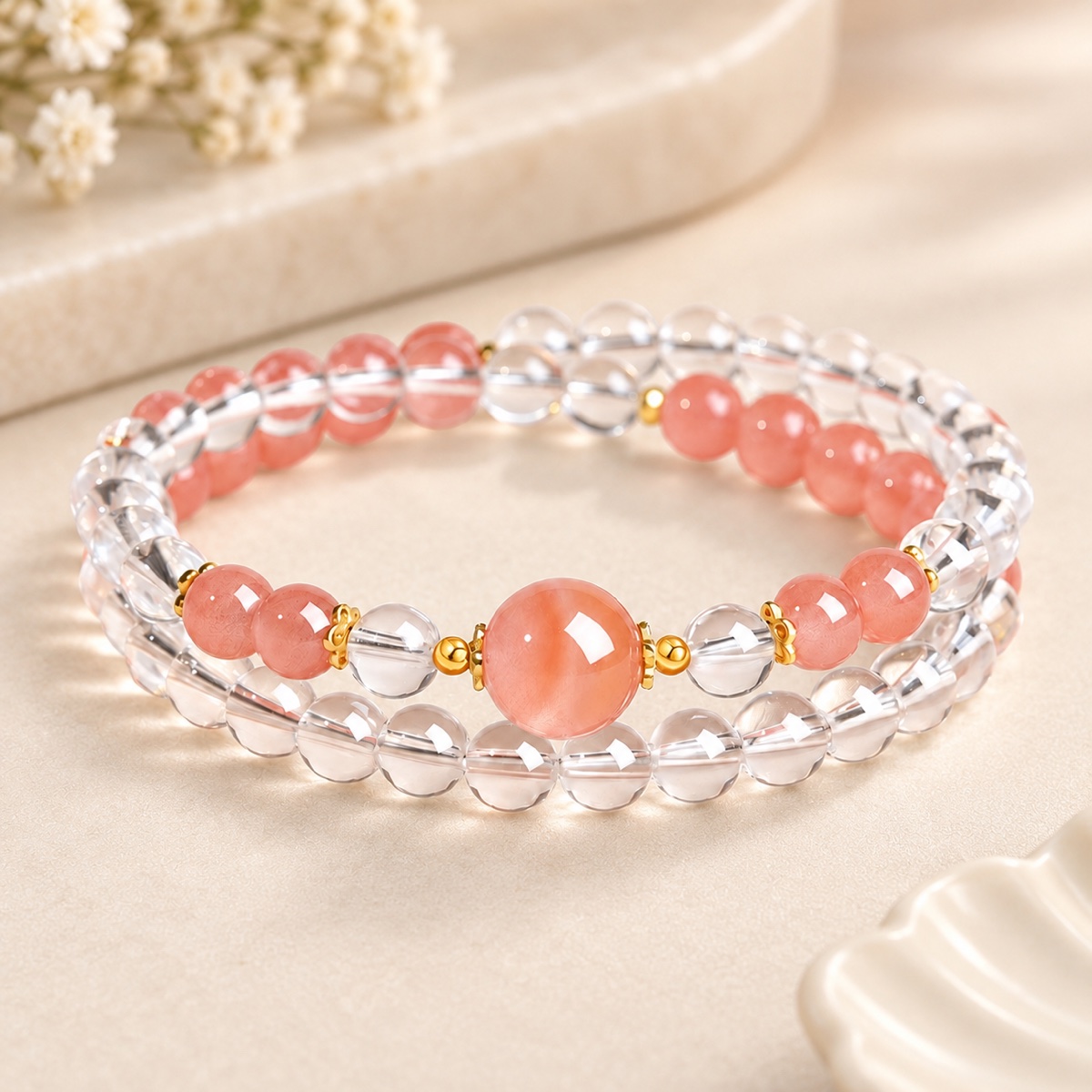 Clarity Arc Coral Focal Double-Wrap Bracelet product detail