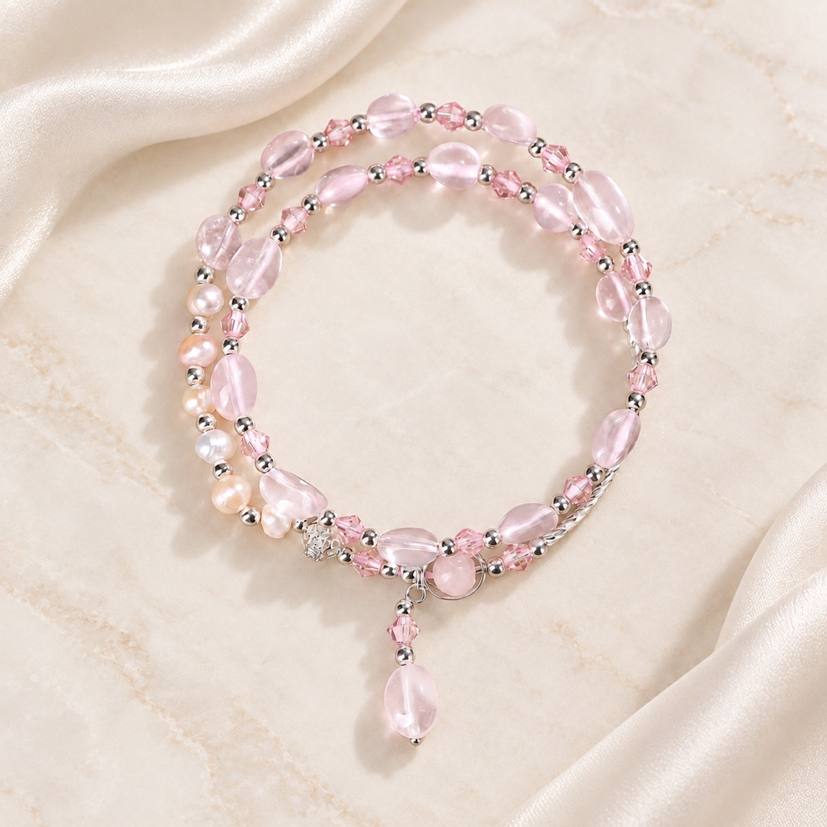 Roselight Pearl Drop Double-Strand Bracelet product detail