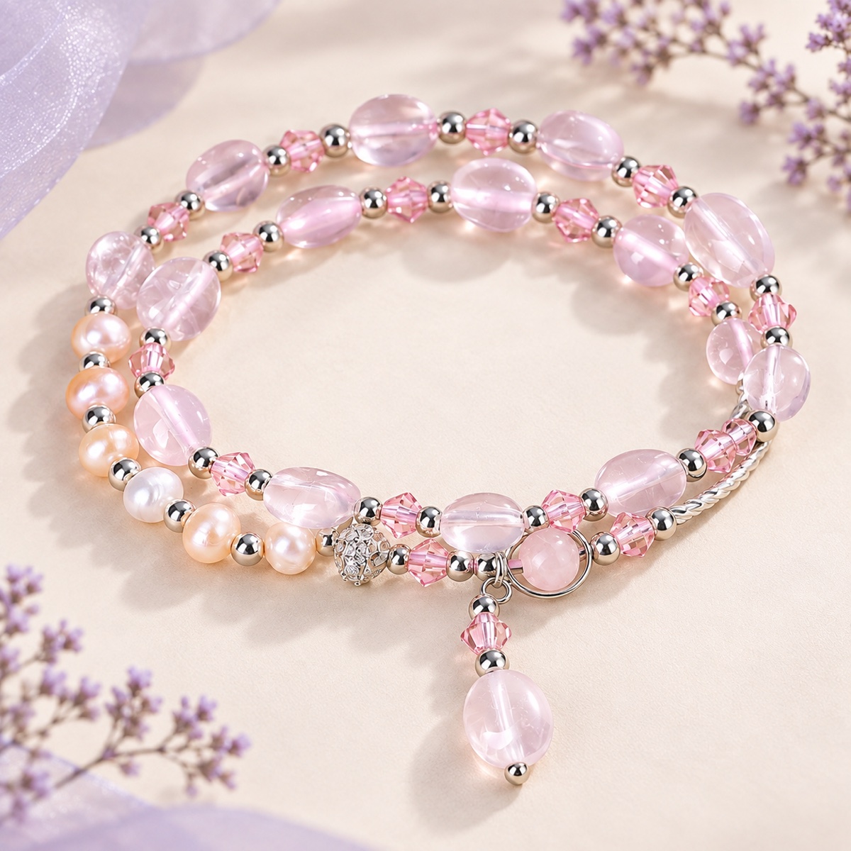Roselight Pearl Drop Double-Strand Bracelet product detail