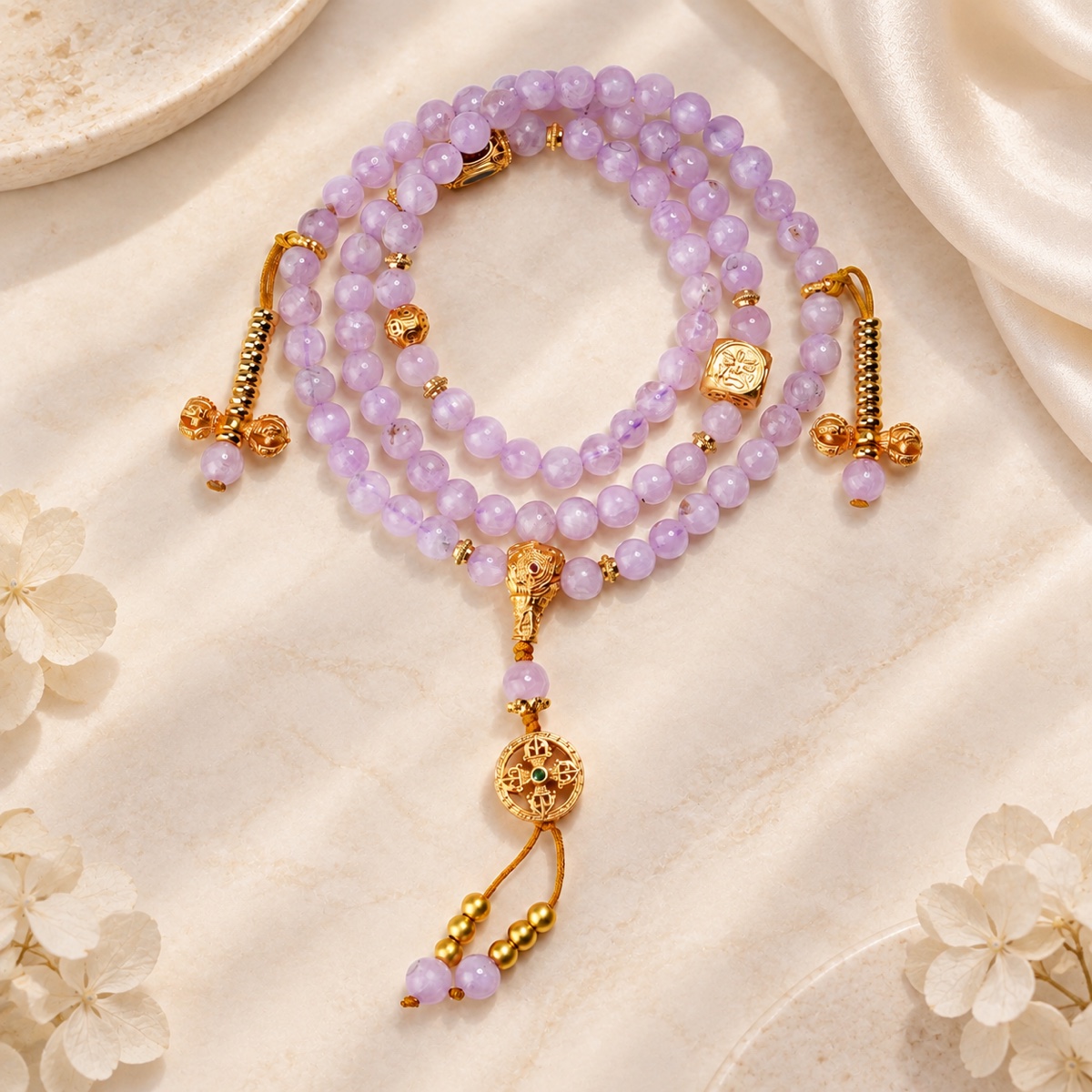 Verselle Lilac Medallion Necklace & Wrap Bracelet product detail