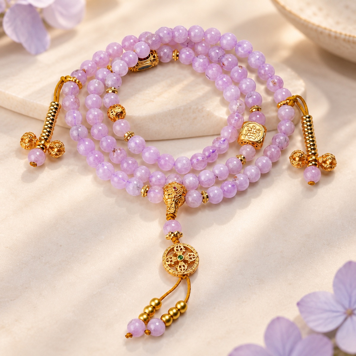 Verselle Lilac Medallion Necklace & Wrap Bracelet product detail