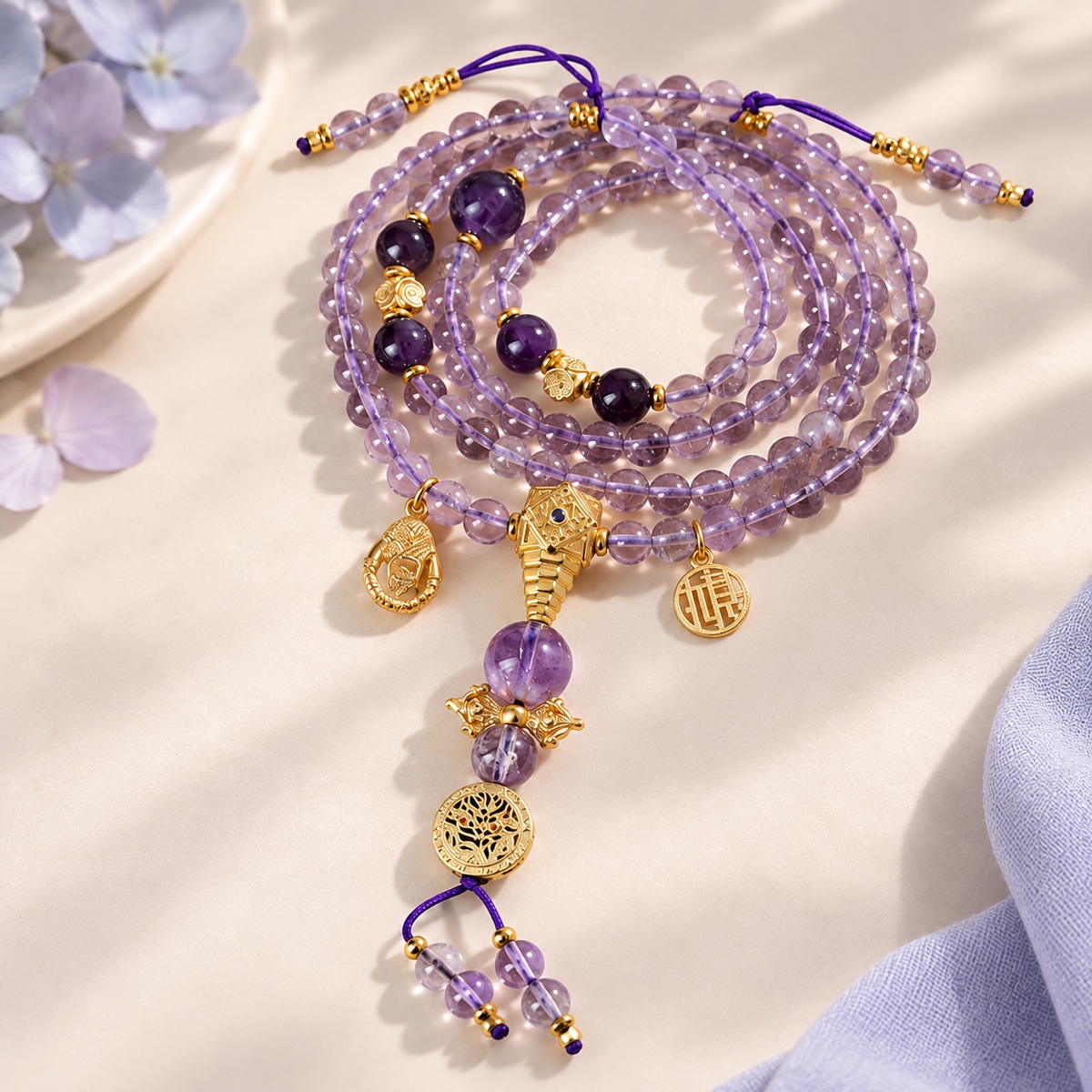 Verselle Violet Charm Necklace & Wrap Bracelet product detail