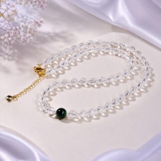 Aurora Clear Bead Forest Focal Necklace, finished necklace shown in full