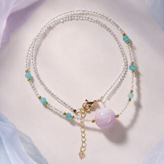 Aurora Lilac Orb Seafoam Necklace, finished necklace shown in full