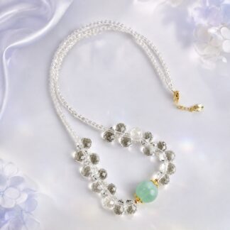 Aurora Clear Facet Seafoam Necklace, finished necklace shown in full