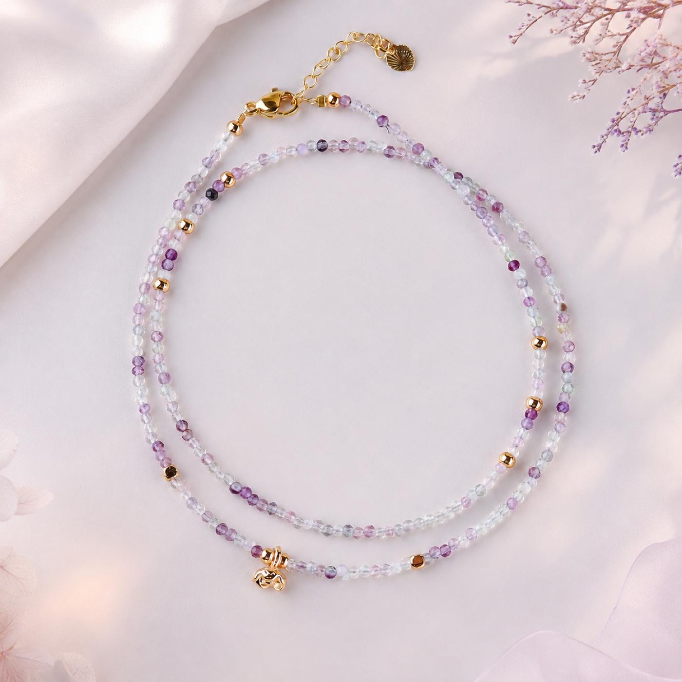 Aurora Pastel Confetti Necklace, finished necklace shown in full