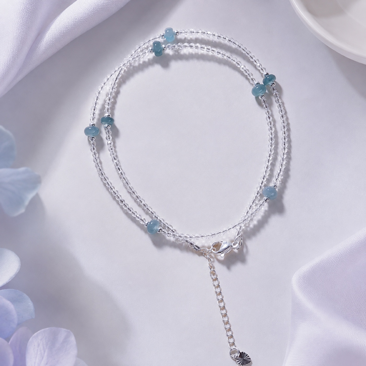Aurora Seafoam Chip Accent Necklace, finished necklace shown in full