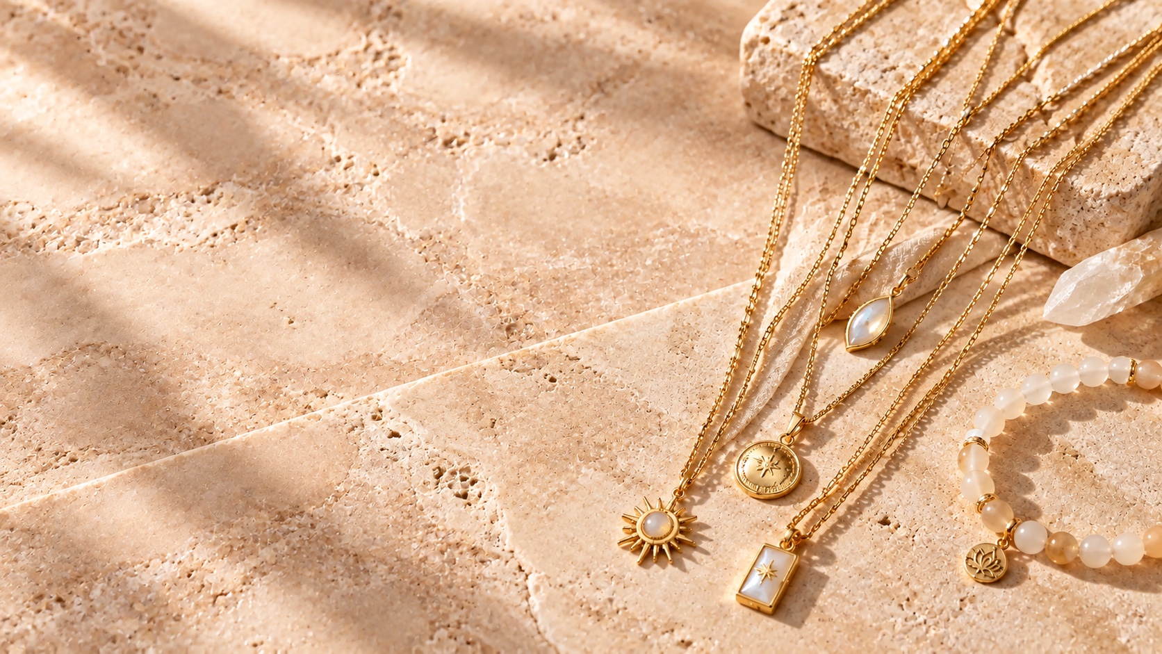 Polished beaded jewelry detail