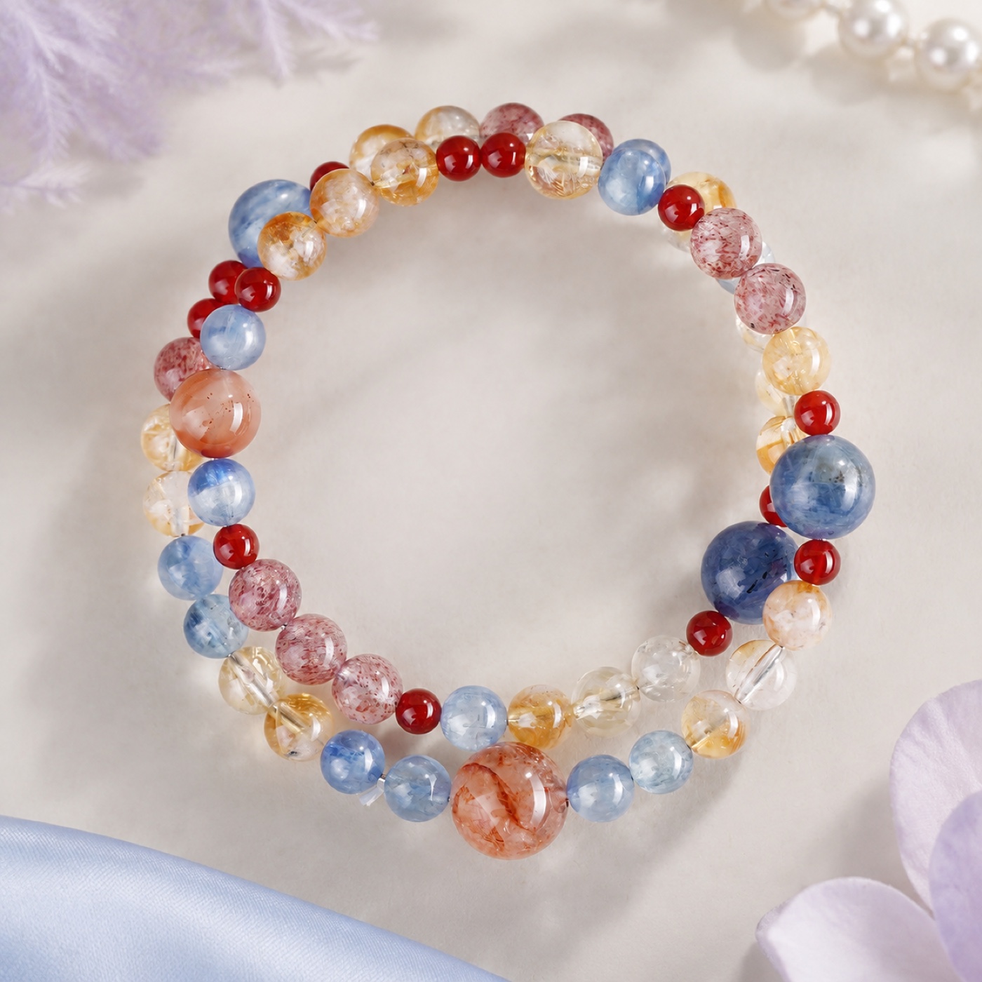 Chromara Multicolor Double-Strand Bracelet, finished bracelet shown in full