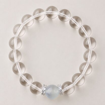 Luminelle Pale Blue Bead Bracelet with Silver-Tone Detail, 10 mm