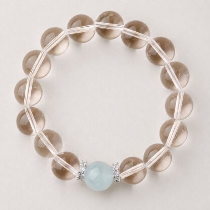 Luminelle Pale Blue Bead Bracelet with Silver-Tone Detail, 12 mm