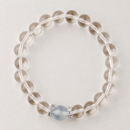 Luminelle Pale Blue Bead Bracelet with Silver-Tone Detail, 8 mm