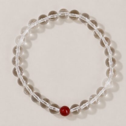 Luminelle Clear Bead Bracelet — Ruby Red Accent, 6 mm