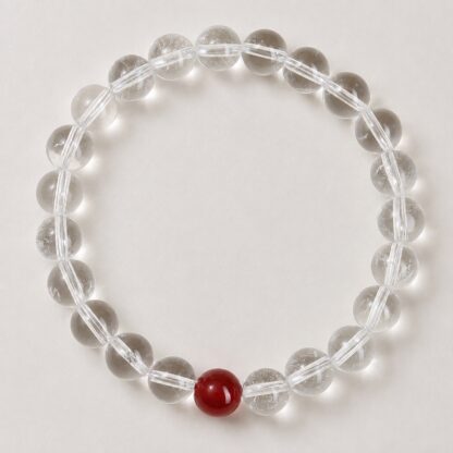 Luminelle Clear Bead Bracelet — Ruby Red Accent, 8 mm
